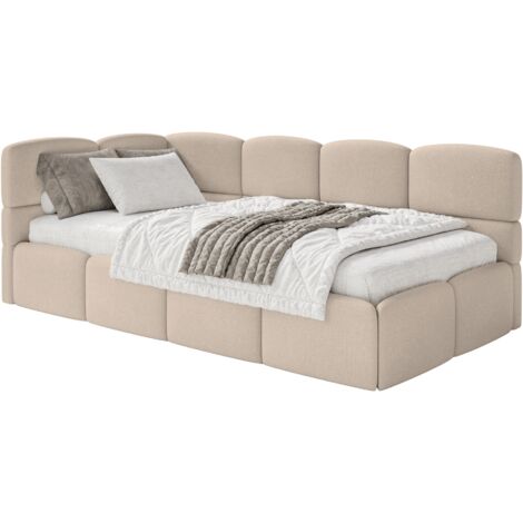 Selsey Cloudy – Lit d'adolescent 120 cm, chenille, tête de lit à gauche, Beige