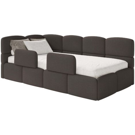 Selsey Cloudy – Lit enfant 120 cm, 2x barrières de sécurité, chenille, gauche, Brun