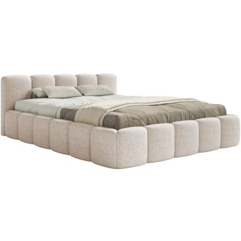 Selsey Cloudy Low - Polsterbett 160x200 cm, wasserabweisende Chenille, Hellbeige