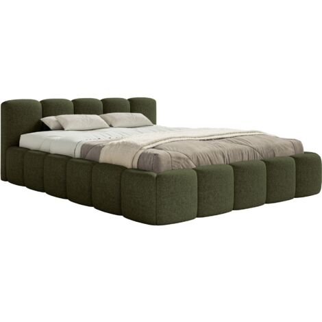 Selsey Cloudy Low - Polsterbett 160x200 cm, wasserabweisende Chenille, Olive
