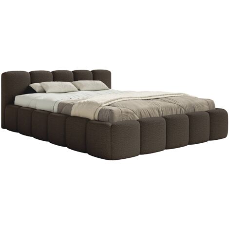 Selsey Cloudy Low - Polsterbett 160x200 mit Holzlattenrost, braun Bouclé