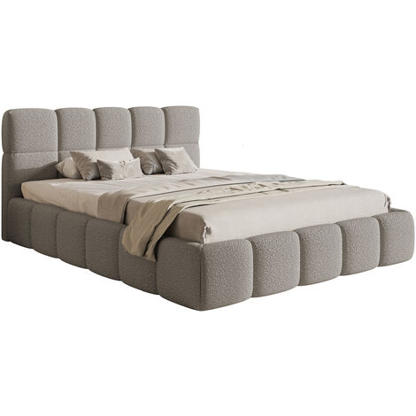 Selsey CLOUDY - Polsterbett mit Bettkasten, Boucle-Bezug in Grau, 140 cm