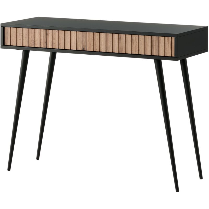 Selsey BELLO - Coiffeuse 2 tiroirs - 104 cm - chêne wotan/noir