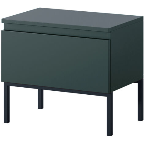 Selsey Comodino Per Camera Da Letto Con Cassetto 43 x 49 cm Comodino Da Notte Con Gambe Nere Per Soggiorno Camera Ufficio Verde Scuro Bemmi