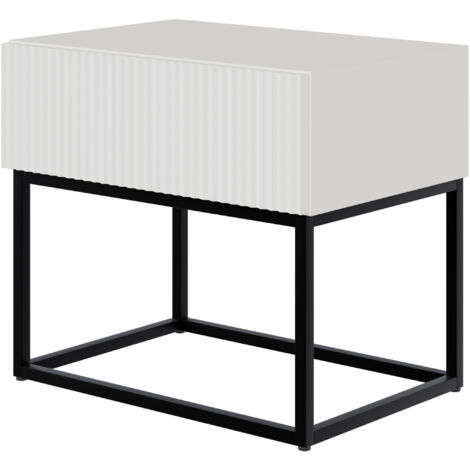 Selsey Comodino tavolino comodino con cassetto grigio beige gambe nere Veldio