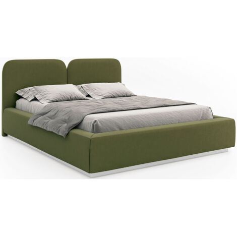 Selsey COMOVES – Lit tapissé 140×200 – velours – vert olive