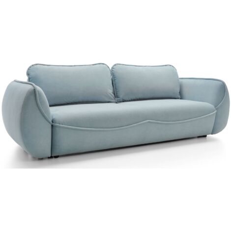 Selsey Cutie – Sofa 3-Sitzer mit Schlaffunktion & Stauraum, Easy-Clean Velours, blau