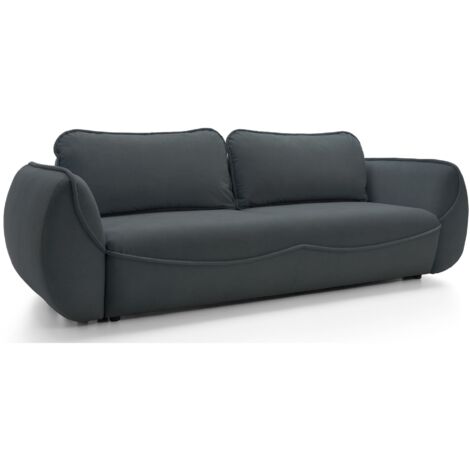 Selsey Cutie – Sofa 3-Sitzer mit Schlaffunktion & Stauraum, Easy-Clean Velours, graphit