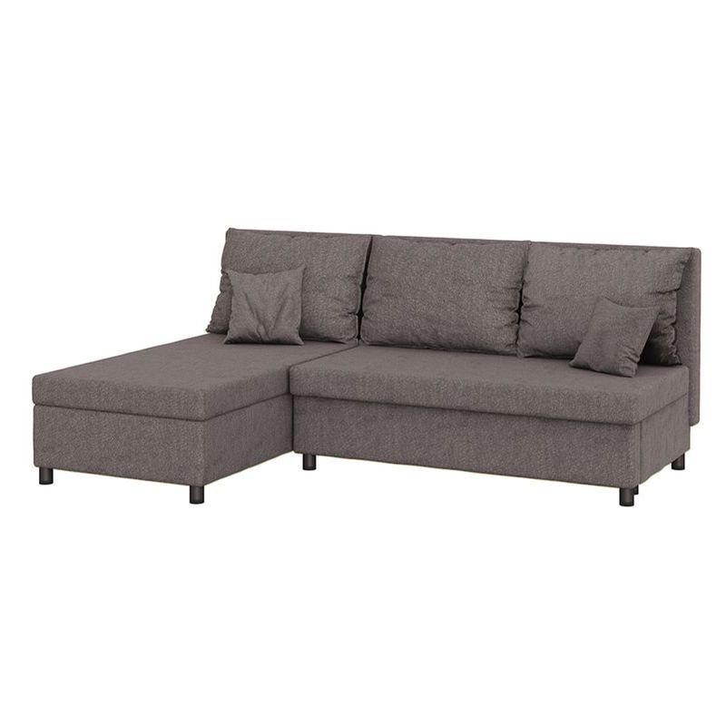 Damket - canape d’angle convertible (tissu rico 03 brun fonce, coffre de rangement integre, <strong>surface</strong> couchage 199x133 cm) selsey