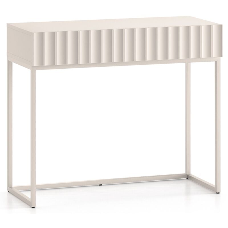 Derriva - Coiffeuse avec tiroir et façades cannelées - 91 cm - beige clair - Selsey