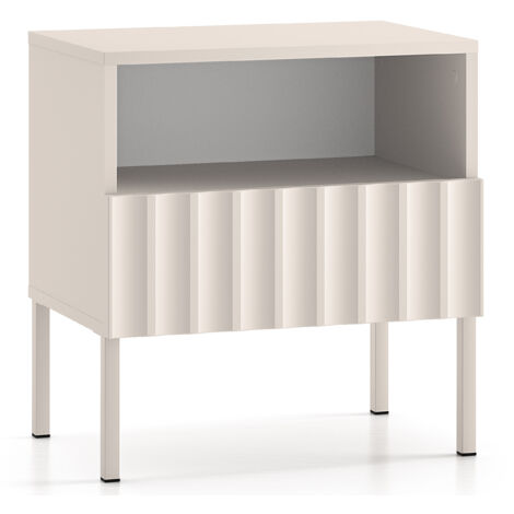 Selsey Derriva - Comodino con frontali scanalati - 50 cm - beige chiaro