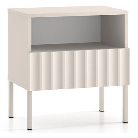 Selsey DERRIVA - Mesita de noche con frentes ranurados  - 50 cm -  beige claro