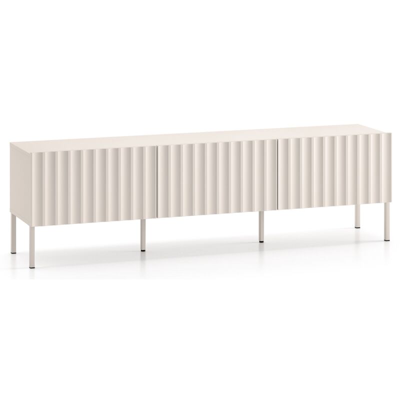 Selsey - derriva - Meuble tv debout avec façades cannelées - 170 cm beige clair