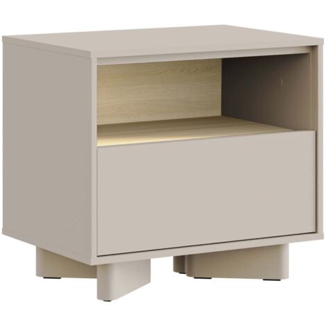 Selsey DISTRIA – Table de chevet avec tiroir gris cachemire / effet chêne, 50 cm
