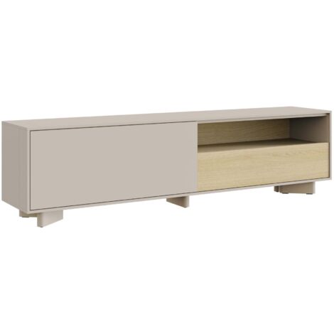 Selsey Distria – TV-Lowboard mit Schublade Kaschmirgrau / Eichenholzoptik,175 cm