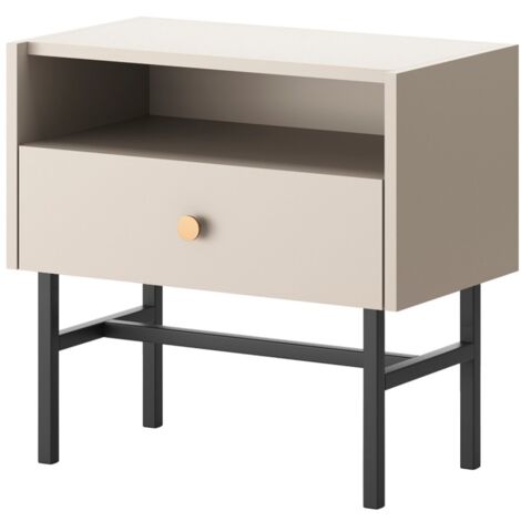 Selsey Divenos - Nachttisch mit Schublade, Greige, 54 cm