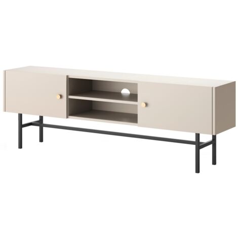 Selsey Divenos - TV-Lowboard Greige mit schwarzen Metallbeinen, 155 cm