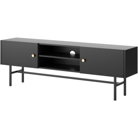 Selsey Divenos - TV-Lowboard Schwarz mit Metallbeinen, 155 cm