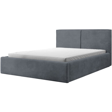 Selsey Doppelbett Farese - Bett mit Polsterrahmen, Cordbezug 140 cm, grau