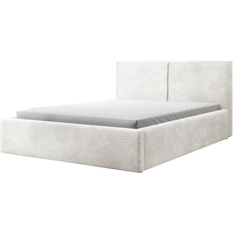 Selsey Doppelbett Farese - Bett mit Polsterrahmen, Cordbezug 140 cm, grau-beige