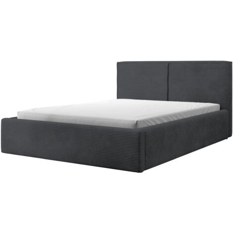 Selsey Doppelbett Farese - Bett mit Polsterrahmen, Cordbezug 160 cm, dunkelgrau
