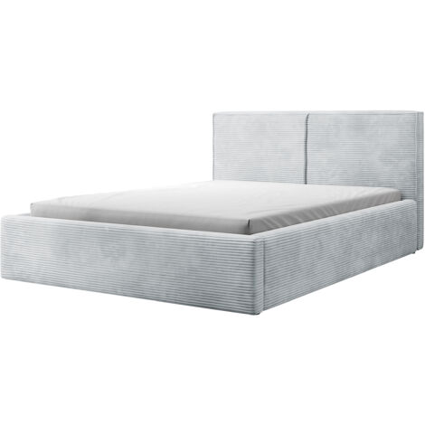Selsey Doppelbett Farese - Bett mit Polsterrahmen, Cordbezug 160 cm, hellgrau