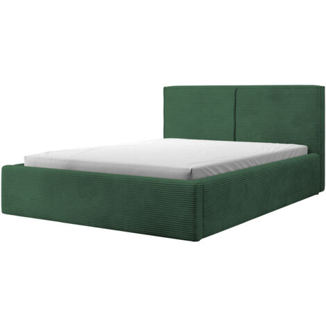 Selsey Doppelbett Farese - Bett mit Polsterrahmen, Cordbezug 180 cm, dunkelgrün
