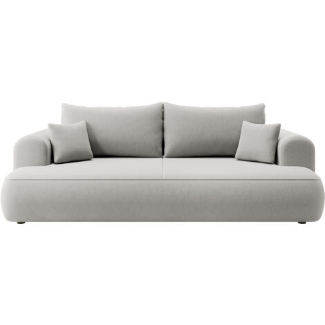 Selsey - Dreisitzer-Schlafsofa Ovo mit Behälter aus grauem Velours und pflegeleichtem Stoff