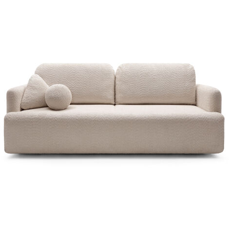 Selsey Dreisitzer-Sofa Lambina mit Schlaffunktion, Bettkasten, Boucle-Bezug in Beige