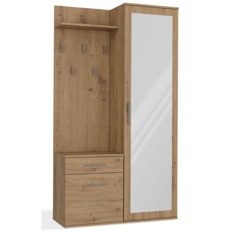 Selsey Duvio – Flurgarderobe mit Schrank und Spiegel, Eiche Artisan, 100 cm