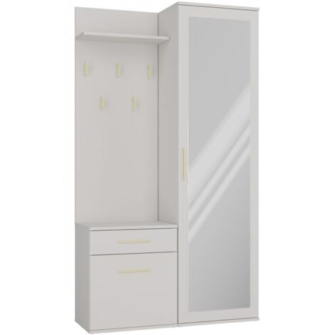 Selsey Duvio – Flurgarderobe mit Schrank und Spiegel, Greige, 100 cm