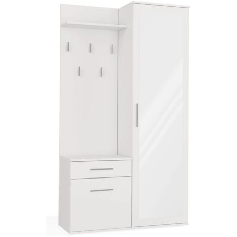Selsey Duvio – Flurgarderobe mit Schrank und Spiegel, Weiß, 100 cm