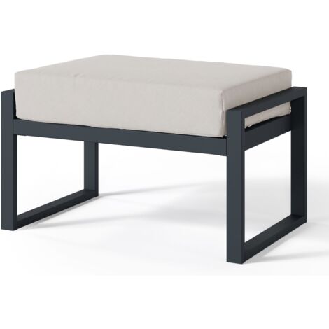Selsey Dywilly Gartenhocker mit wasserabweisendem Stoff, Grau/Schwarz