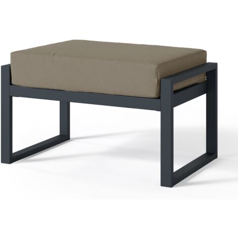 Selsey Dywilly Gartenhocker mit wasserabweisendem Stoff, Hellbraun/Schwarz