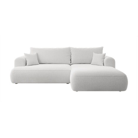 Selsey - Eckschlafsofa Ovo in L-Form grau mit Bouclé-Behälter rechts