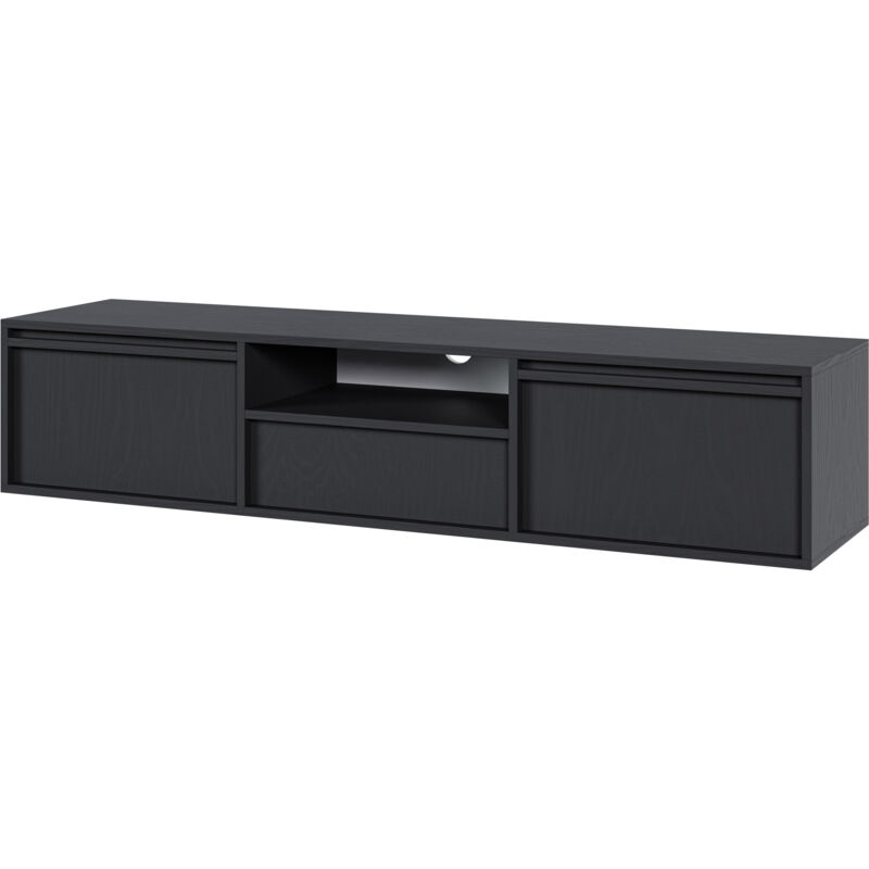 Selsey - evo - Meuble tv à deux portes - 154 cm - avec tiroir - suspendu - noir
