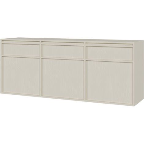 Selsey EVO - Buffet à trois portes - 154 cm - avec tiroirs - suspendu - crème