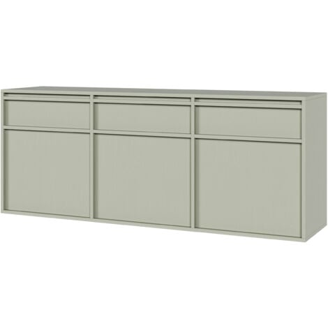 Selsey Evo - Sideboard 3-türig hängend mit 3 Schubladen, Salbeigrün, 154 cm