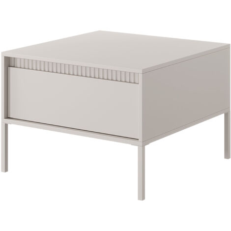 Selsey FALSETTO - Table basse - 68x68 cm - avec tiroir et façade fraisée - beige