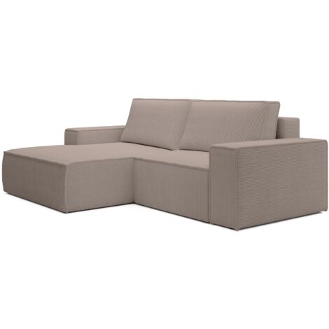 Selsey Farese Mini – Ecksofa mit Cordbezug, Schlaffunktion und Stauraum, Beige, links
