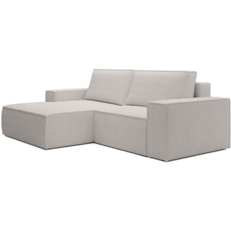 Selsey Farese Mini – Ecksofa mit Cordbezug, Schlaffunktion und Stauraum, Greige, links