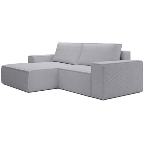 Selsey Farese Mini – Ecksofa mit Cordbezug, Schlaffunktion und Stauraum, Hellgrau, links