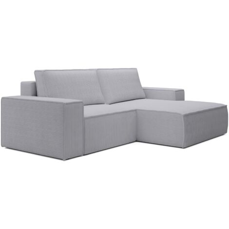 Selsey Farese Mini – Ecksofa mit Cordbezug, Schlaffunktion und Stauraum, Hellgrau, rechts
