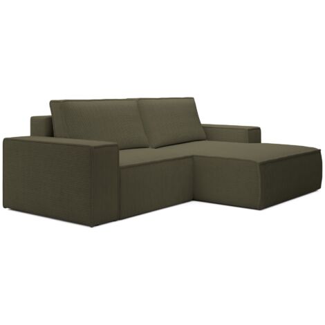 Selsey Farese Mini – Ecksofa mit Cordbezug, Schlaffunktion und Stauraum, Olivgrün, rechts