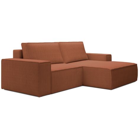 Selsey Farese Mini – Ecksofa mit Cordbezug, Schlaffunktion und Stauraum, Rostrot, rechts
