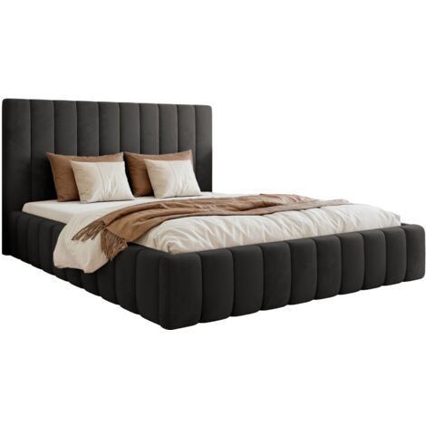Selsey Fiarro - Polsterbett 180x200 mit Bettkasten, Velours, dunkelgrau