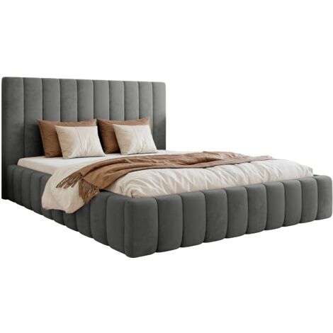 Selsey Fiarro - Polsterbett 180x200 mit Bettkasten, Velours, grau