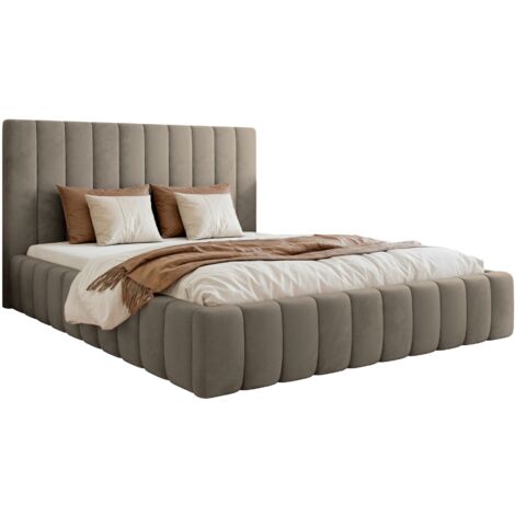 Selsey Fiarro - Polsterbett 180x200 mit Bettkasten, Velours, graubeige