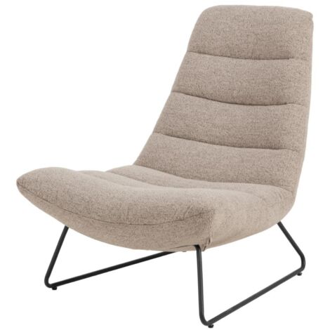 Selsey FORGENTS - Loungesessel mit Bouclé-Bezug in Beige, Kufengestell, Quersteppung, 82,5x93x97 cm