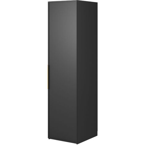 Selsey Frame - Kleiderschrank 1-türig mit Kleiderstange und Schubladen, 50 cm, schwarz